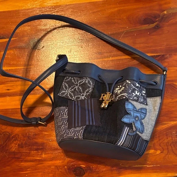 Lauren Ralph Lauren Blue Patchwork Crossbody Bag - Picture 1 of 2
